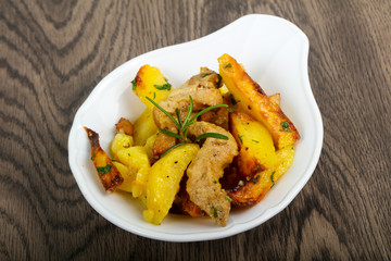 Fried potato with pork