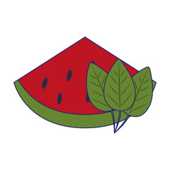 watermelon and leaves healthy food symbol blue lines