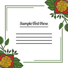 Vector illustration frame beautiful green leaves for write your text hand drawn