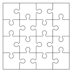 Fototapeta premium Set of black and white puzzle pieces isolated on white background. Vector illustration