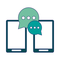 smartphone with chat bubbles symbol blue lines