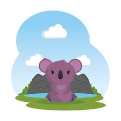 little koala female in the landscape wild character