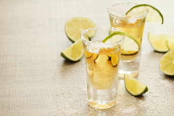 Tequila shots with lime