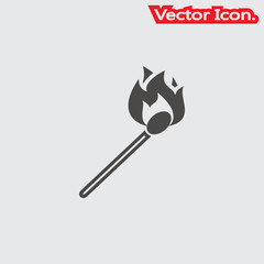Match fire icon isolated sign symbol and flat style for app, web and digital design. Vector illustration.