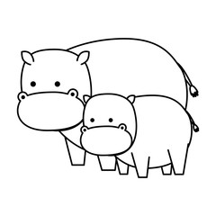african hippos family wild characters