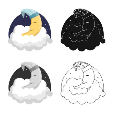 Vector design of dreams and night sign. Set of dreams and bedroom stock vector illustration.