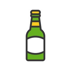 Beer bottle vector, Feast of Saint Patrick filled icon editable outline