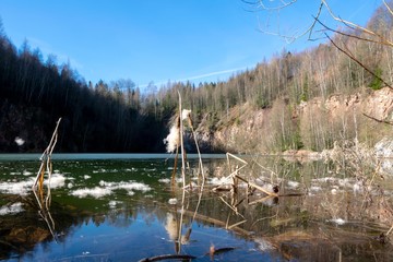 zugefrirener See im Wald - frozen lake in the forest