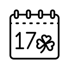 Calendar vector, Feast of Saint Patrick line icon
