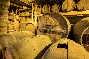 old wine making barrels