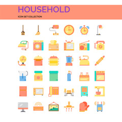 Household Icons Set. UI Pixel Perfect Well-crafted Vector Thin Line Icons. The illustrations are a vector.
