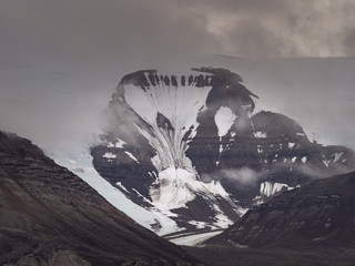 Dark mood of Arctic landscape in Svalbard, Spitsbergen, Norway.