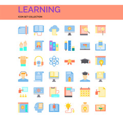 Learning Icons Set. UI Pixel Perfect Well-crafted Vector Thin Line Icons. The illustrations are a vector.