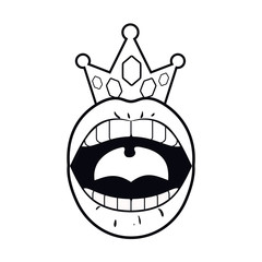 female mouth pop art style isolated icon