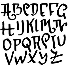 Modern brush lettering. Handdrawn grunge ink font. Vector illustration.