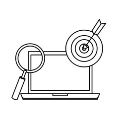 laptop with target and magnifying glass