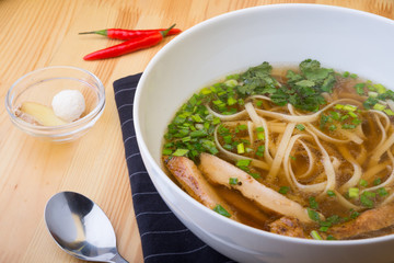 Asian chicken noodles soup
