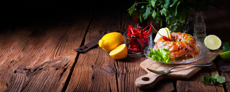 tasty jelly with pork knuckle and pork legs