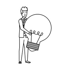 elegant businessman lifting bulb
