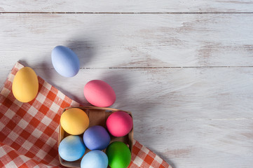 Easter background with painted eggs
