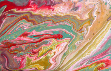 Green and red marbling pattern. Marble liquid texture.