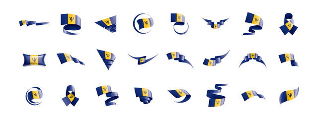 Barbados flag, vector illustration on a white background.