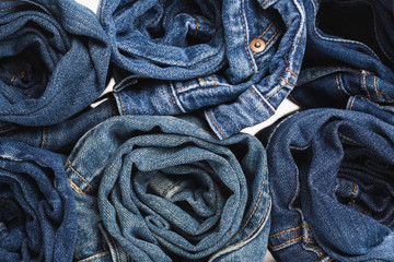 Blue denim jeans texture isolated