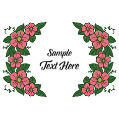 Vector illustration frame white background and pink flower for write your text hand drawn