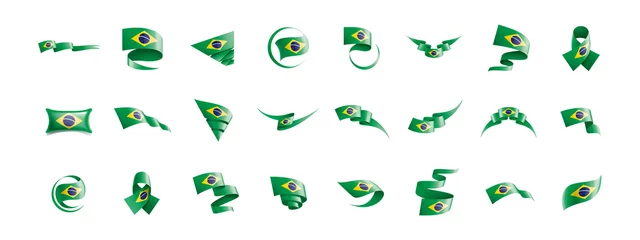 Fotobehang Brazil flag, vector illustration on a white background © butenkow