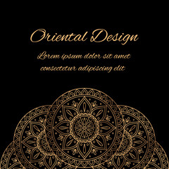 Luxury background vector. Ethnic royal pattern card template. Moroccan design for Christmas party invitation, New year holiday greeting, beauty spa salon decoration, wedding, save the date.