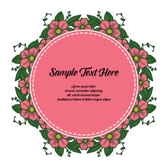 Vector illustration frame white background and pink flower for write your text hand drawn