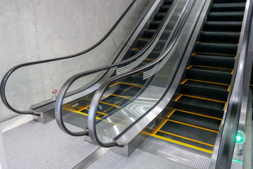 Movement subway modern escalator.