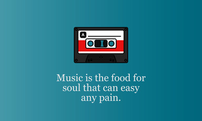 Obraz premium Music is the food for soul that can easy any pain Quote Poster Design