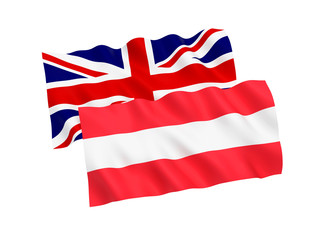 Flags of Austria and Great Britain on a white background