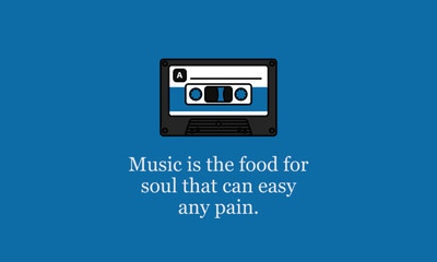 Music is the food for soul that can easy any pain Quote Poster Design