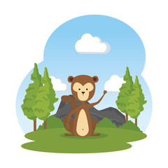 funny monkey in the field character