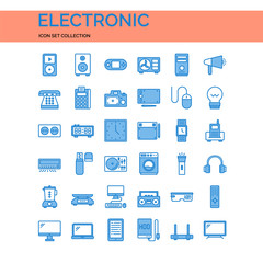 Electronic Icons Set. UI Pixel Perfect Well-crafted Vector Thin Line Icons. The illustrations are a vector.