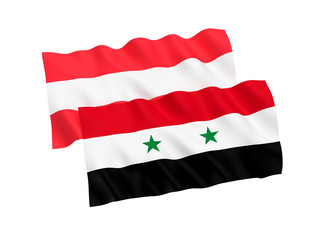 Flags of Austria and Syria on a white background