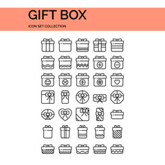 Gift Box Icons Set. UI Pixel Perfect Well-crafted Vector Thin Line Icons. The illustrations are a vector.