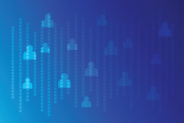 Database background. Square dot graph and people icon on blue gradient color background
