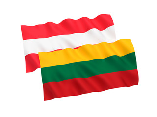 Flags of Austria and Lithuania on a white background
