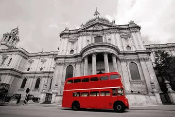 Foto op Canvas London St Paul's Cathedral and Iconic Routemaster Bus. © Sampajano-Anizza