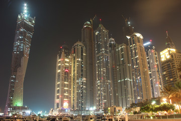 Dubai Marina at night, United Arab Emirates