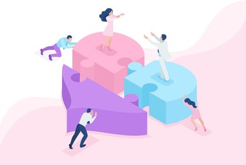 Isometric Acquaintance, Love, Meeting Heart 3D