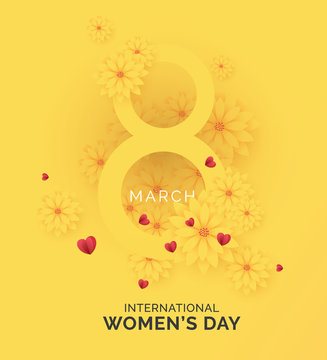 8th March International Women's Day Background with Flower Ornament