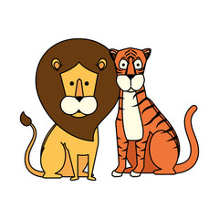 african lion with tiger