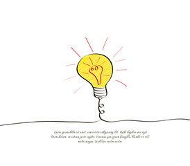 Big idea concept with light bulb in doodle style. Banner design for innovation, inspiration or block quote. Vector illustration.