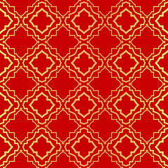 Luxury Stylish Geometry Seamless Pattern Art Deco Background. Texture For Wallpaper, Invitation. Vector Illustration. red gold color