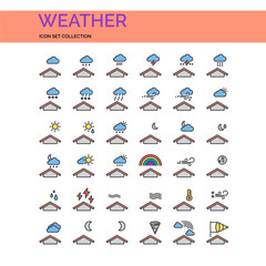 Weather Icons Set. UI Pixel Perfect Well-crafted Vector Thin Line Icons. The illustrations are a vector.