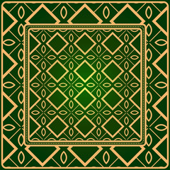 Luxury Fashion Design Print With Geometric Pattern. Vector Illustration. For Modern Interior Design, Fashion Textile Print, Wallpaper. Green gold color